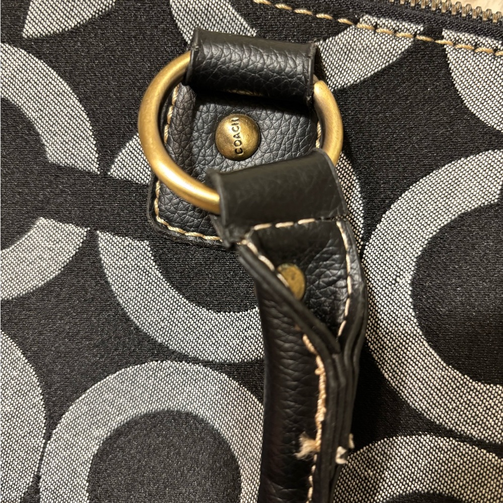 Coach Vintage Black and Gray OP Art Signature Medium Satchel Bag - Picture 12 of 15